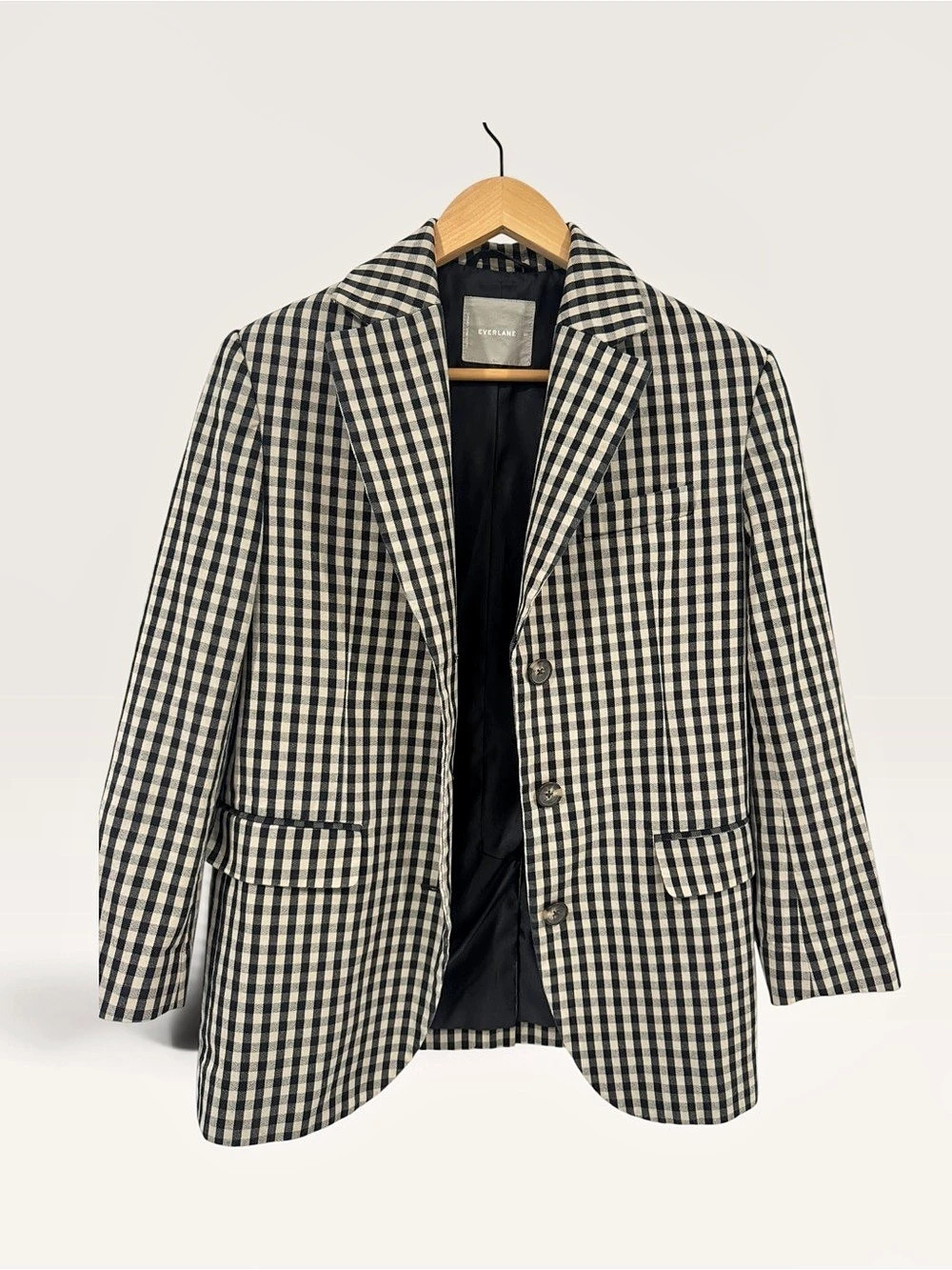 Everlane The '80s Blazer in Gingham Plaid Black & White oversized